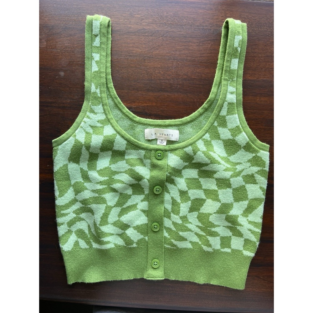 LA Hearts Green Sweater Cropped Tank Top Size Small‎ Y2K Trending